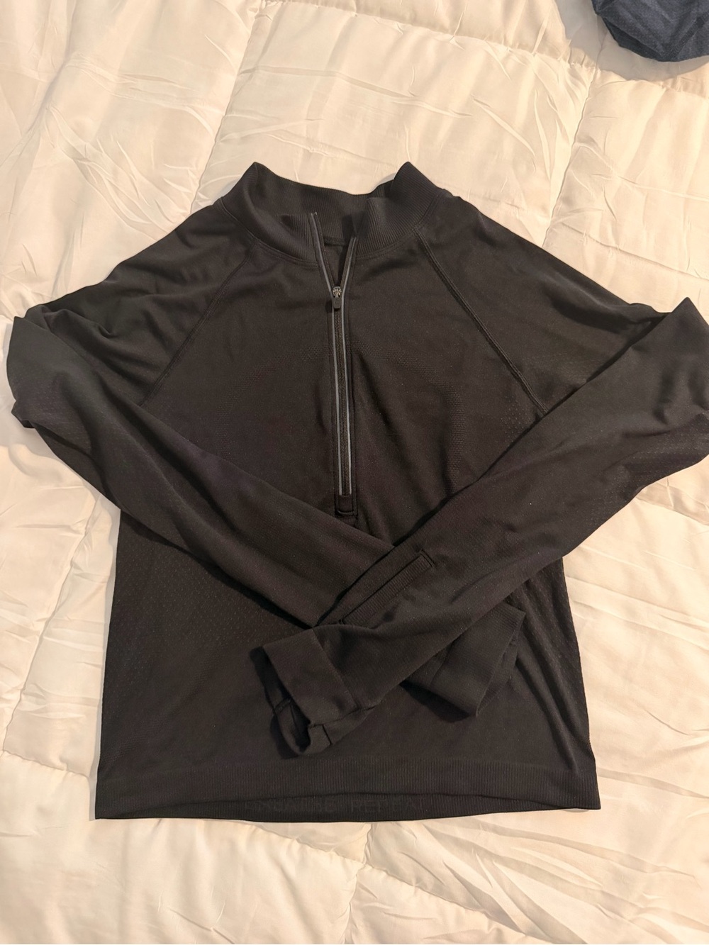 lululemon athletica swifty Long-Sleeve Quarter-Zip cropped Top. Watch window